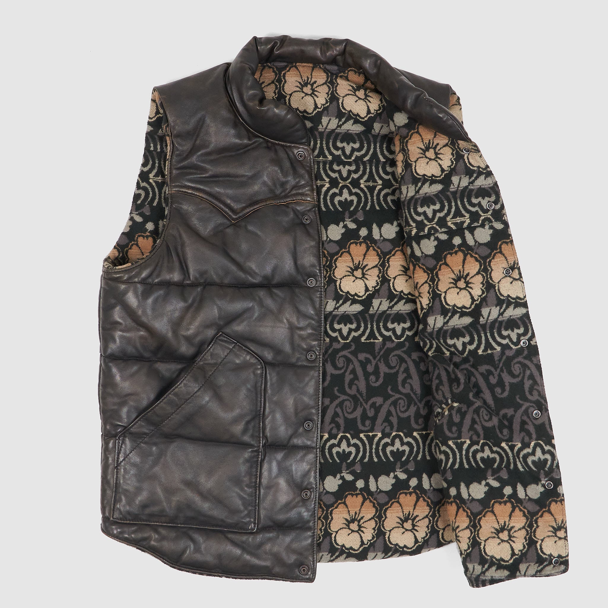 Double RL Reversible Leather-Jacquard Vest - DeeCee style