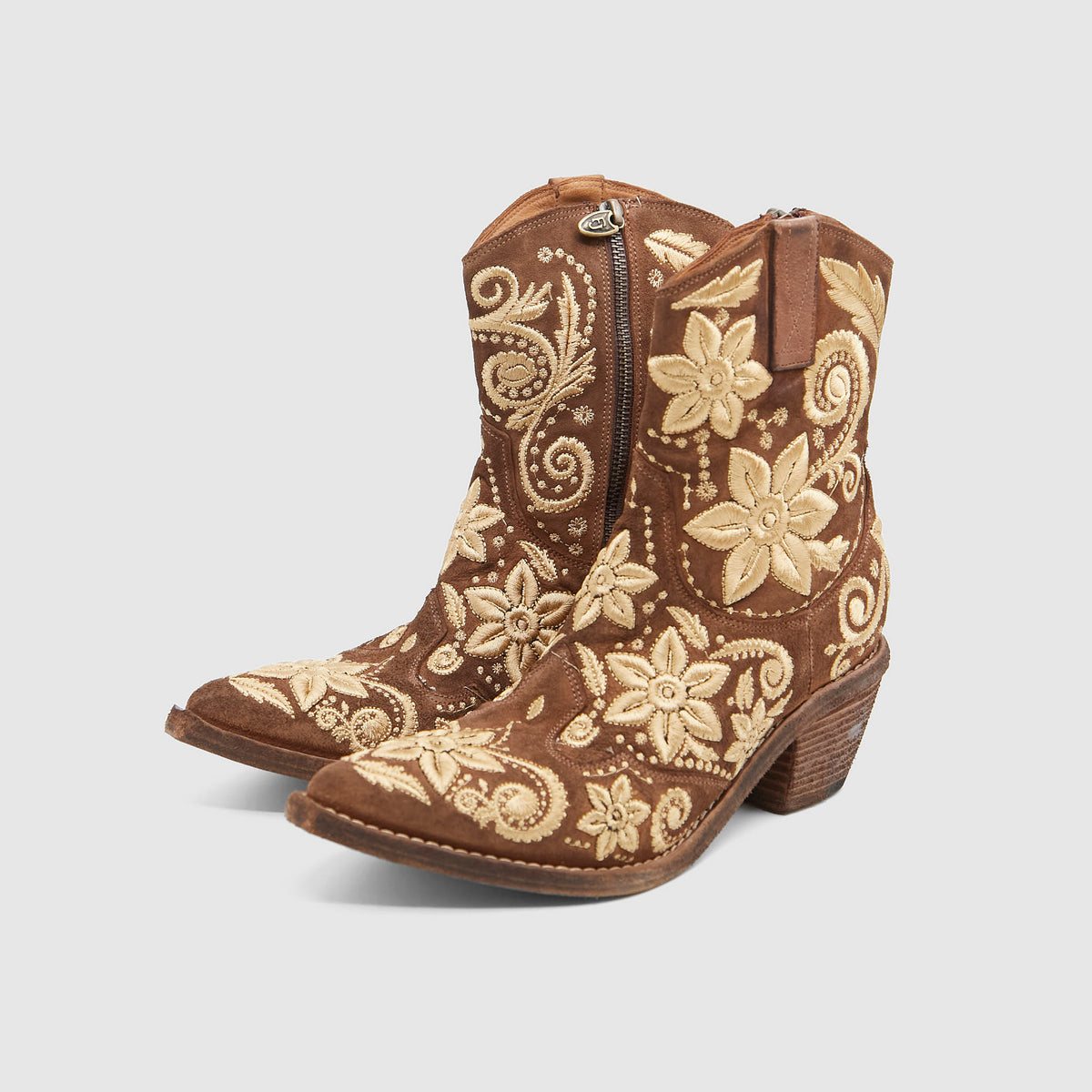 Fauzian Jeunesse Ladies Embroidered Western Zip Ankle Boot