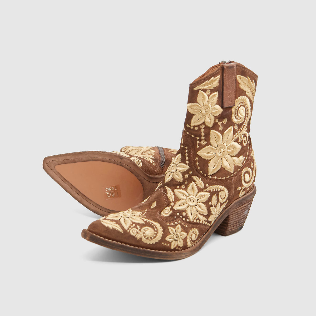 Fauzian Jeunesse Ladies Embroidered Western Zip Ankle Boot
