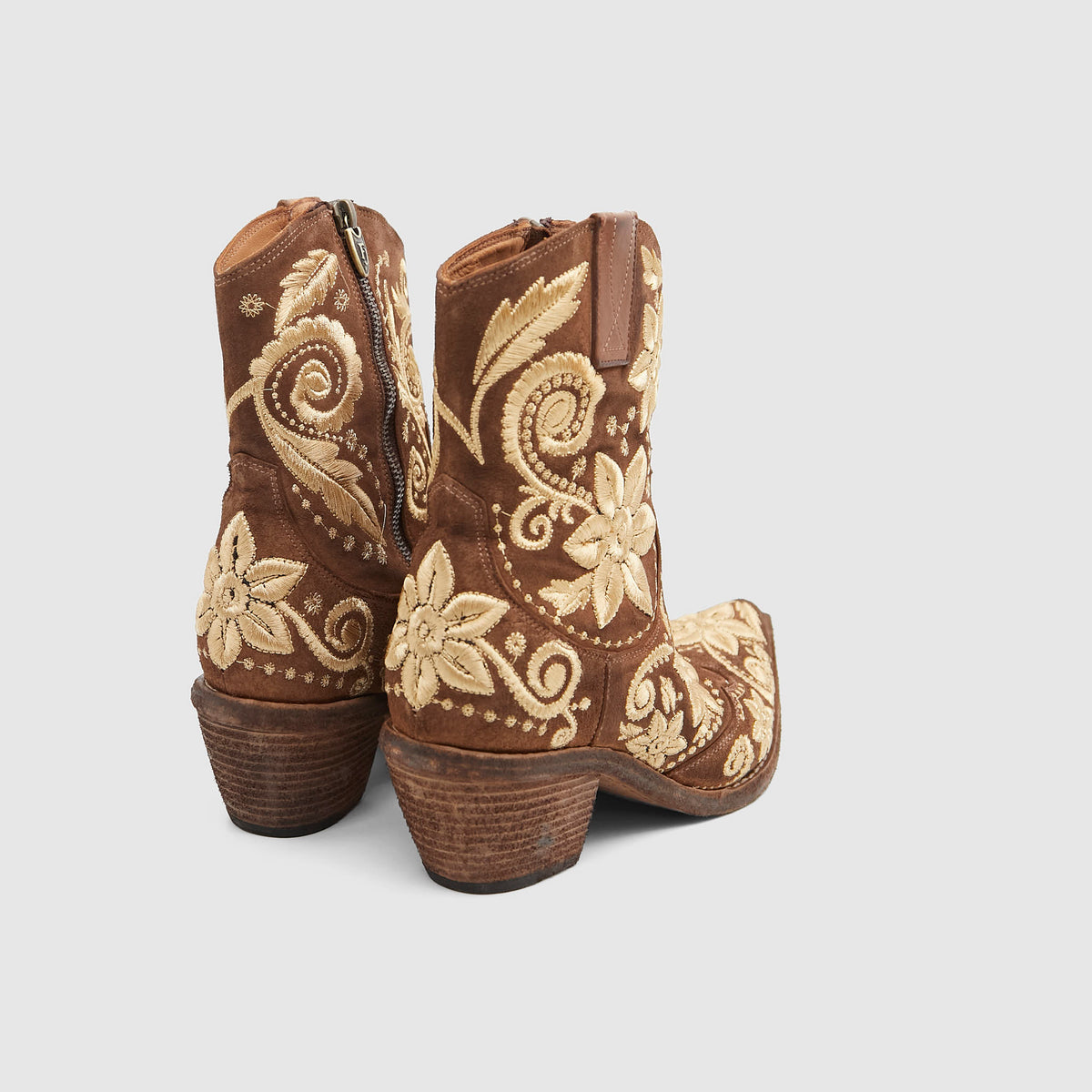 Fauzian Jeunesse Ladies Embroidered Western Zip Ankle Boot