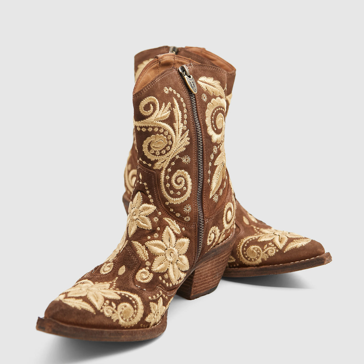 Fauzian Jeunesse Ladies Embroidered Western Zip Ankle Boot