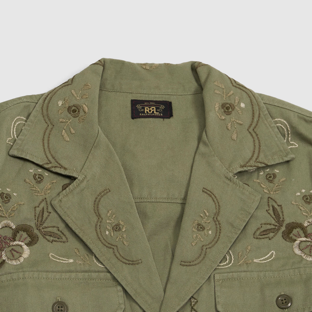 Double RL Ladies Embroidered Short Sleeve Twill Shirt Jacket