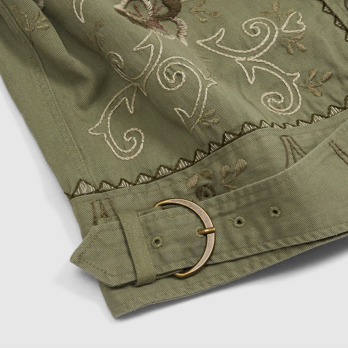 Double RL Ladies Embroidered Short Sleeve Twill Shirt Jacket