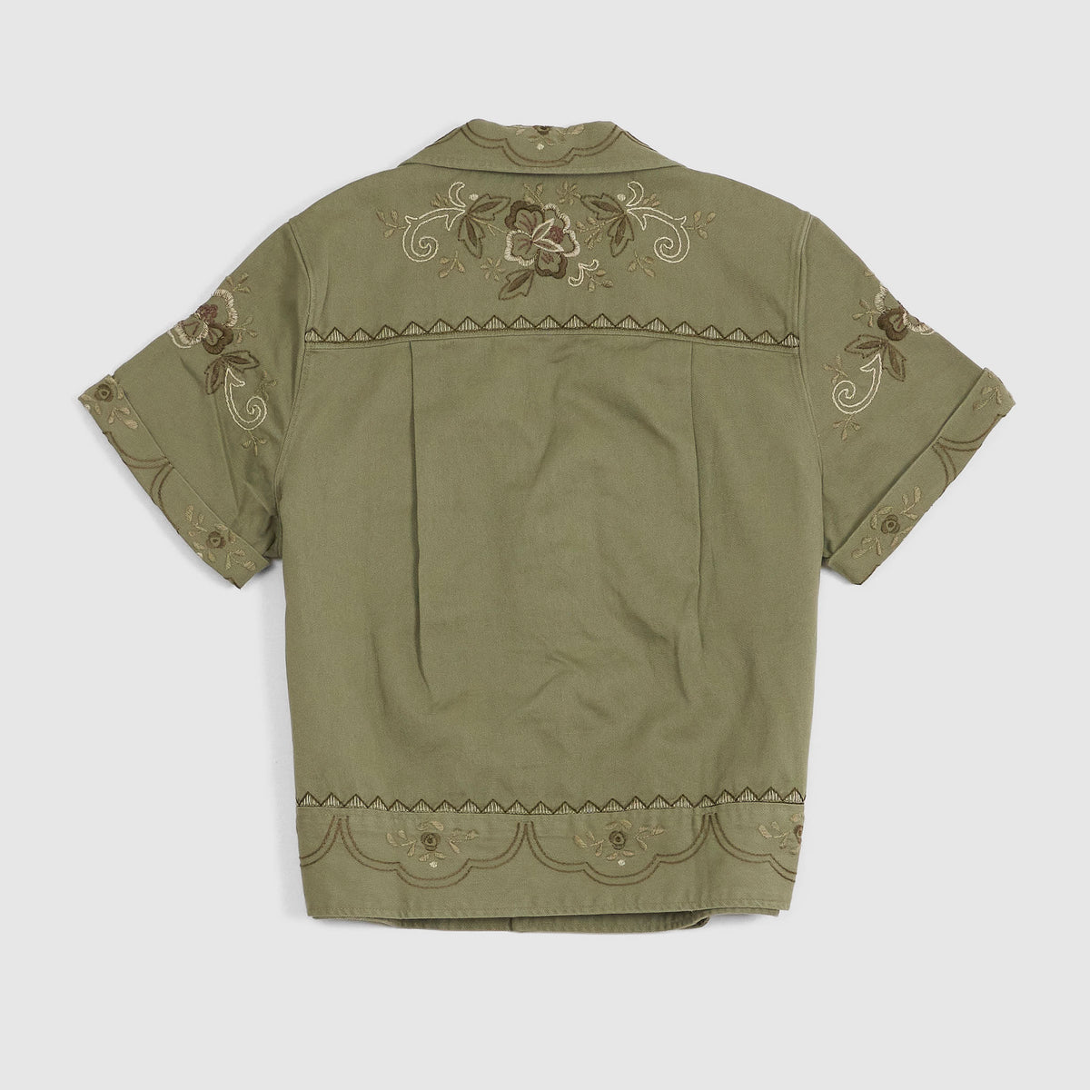 Double RL Ladies Embroidered Short Sleeve Twill Shirt Jacket