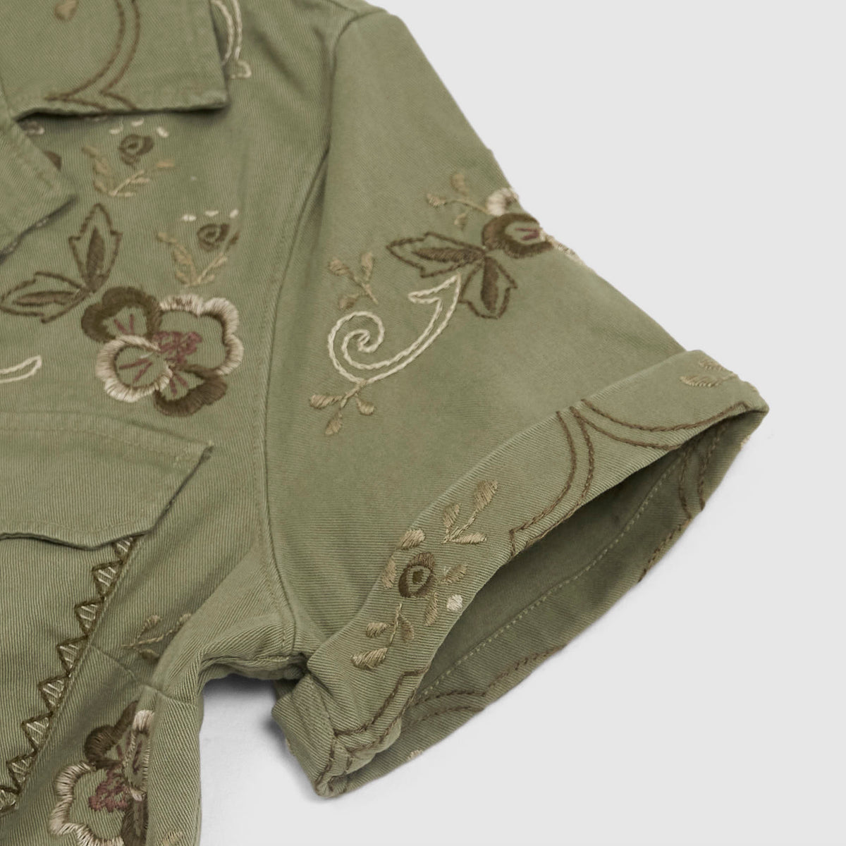 Double RL Ladies Embroidered Short Sleeve Twill Shirt Jacket