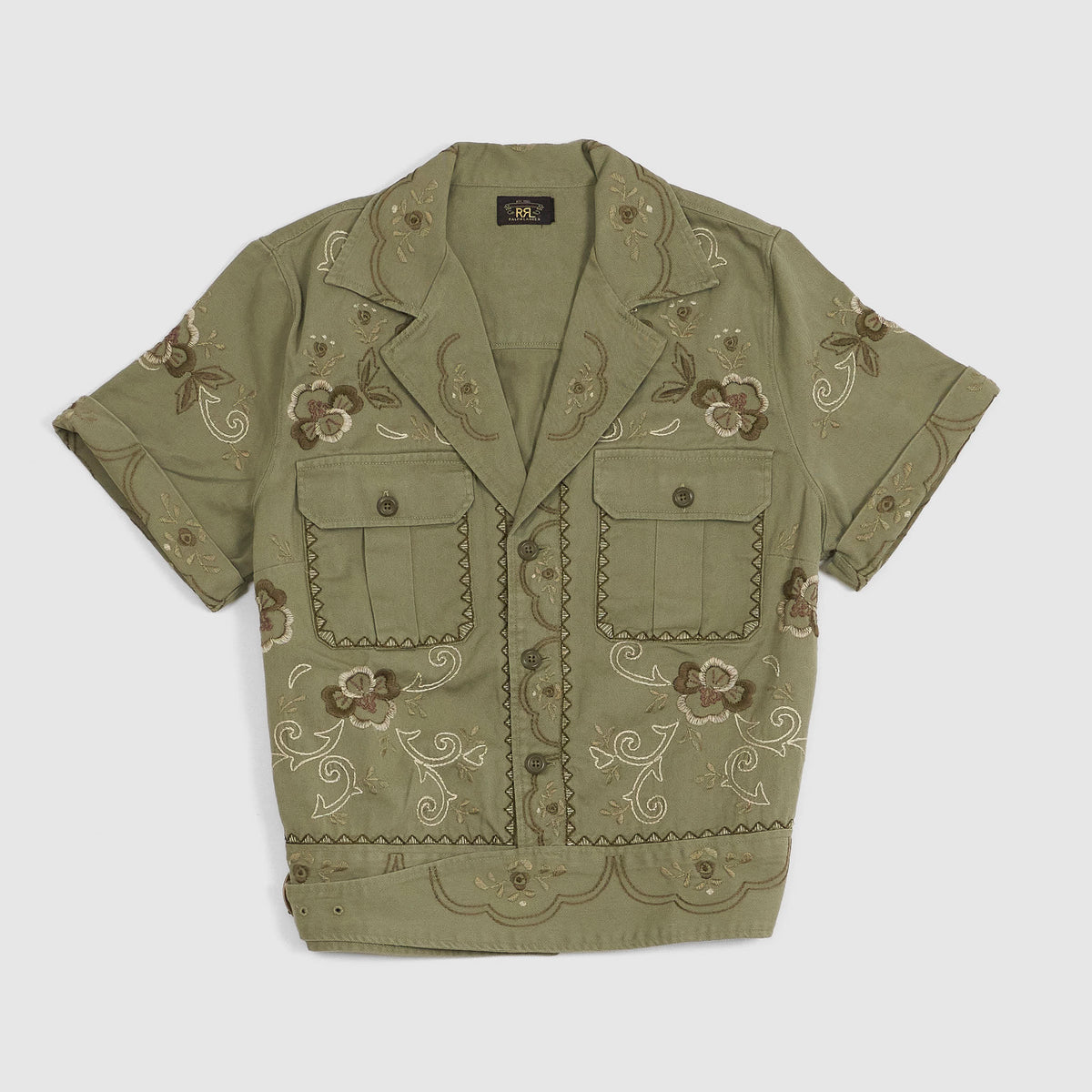 Double RL Ladies Embroidered Short Sleeve Twill Shirt Jacket