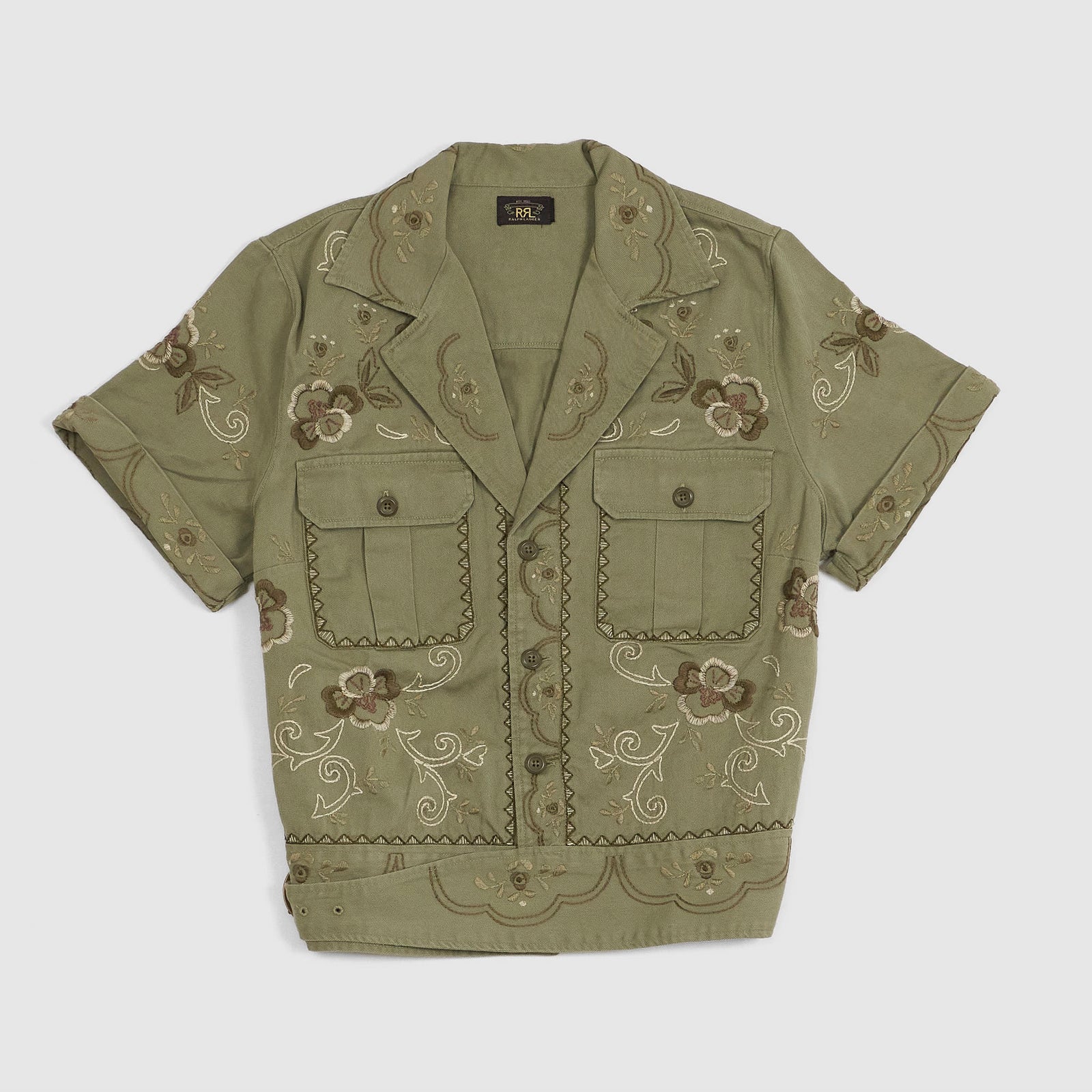 Double RL Ladies Embroidered Short Sleeve Twill Shirt Jacket