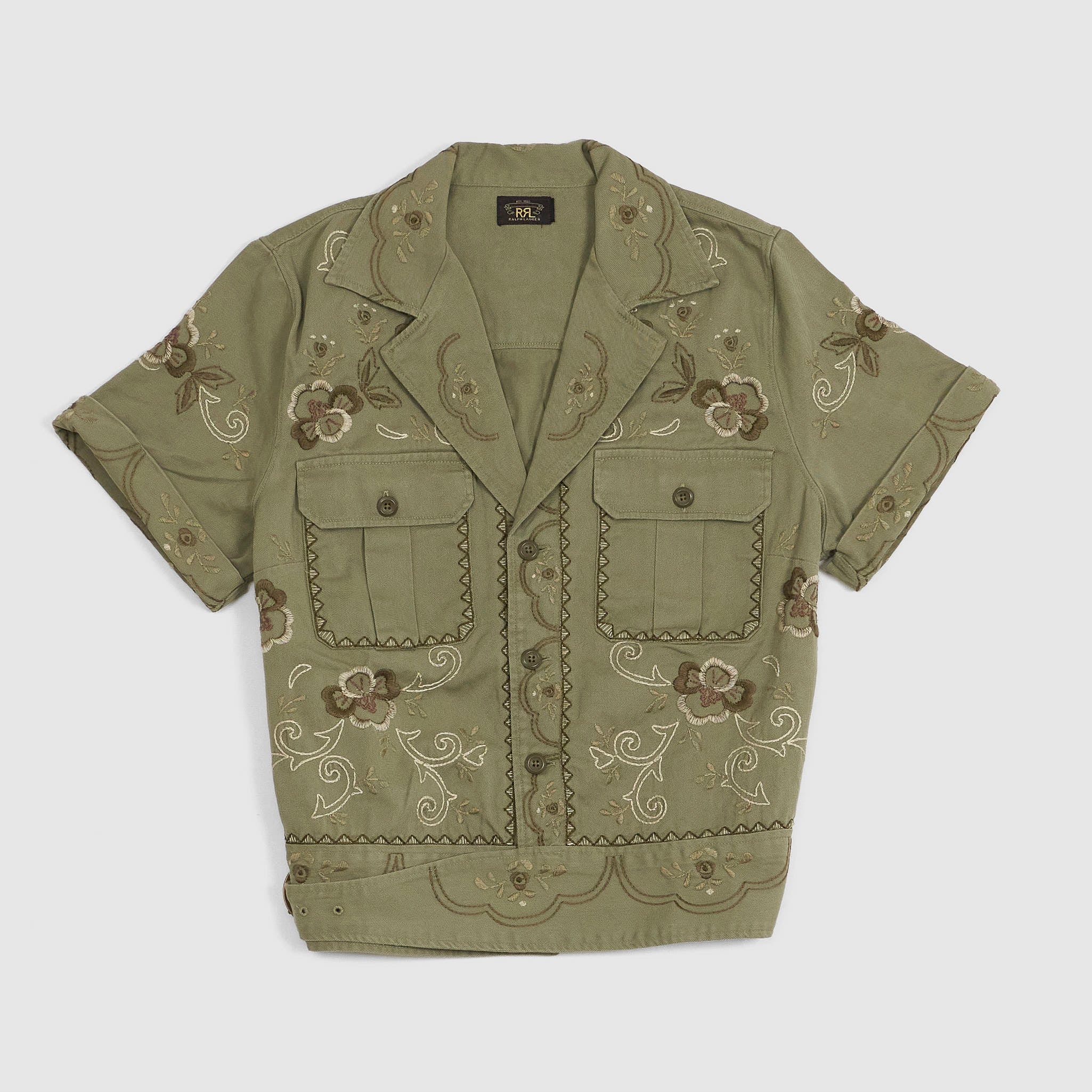 Double RL Ladies Embroidered Short Sleeve Twill Shirt Jacket 