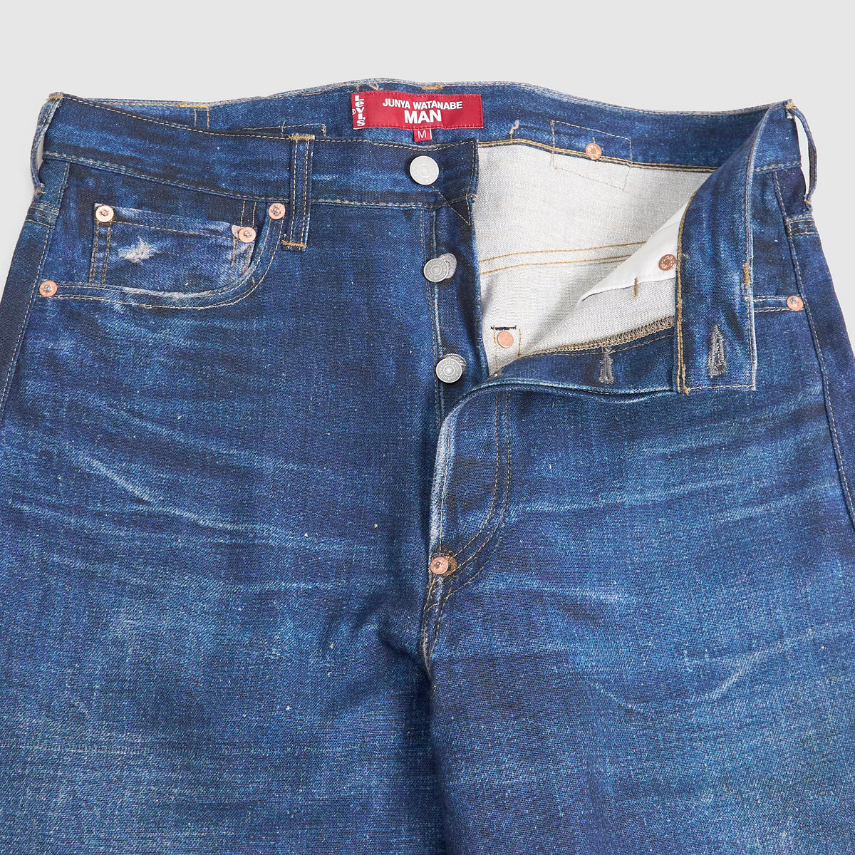 Junya Watanabe Man x Levi's® Cinchback Printed Big-E Linen Denim Jeans
