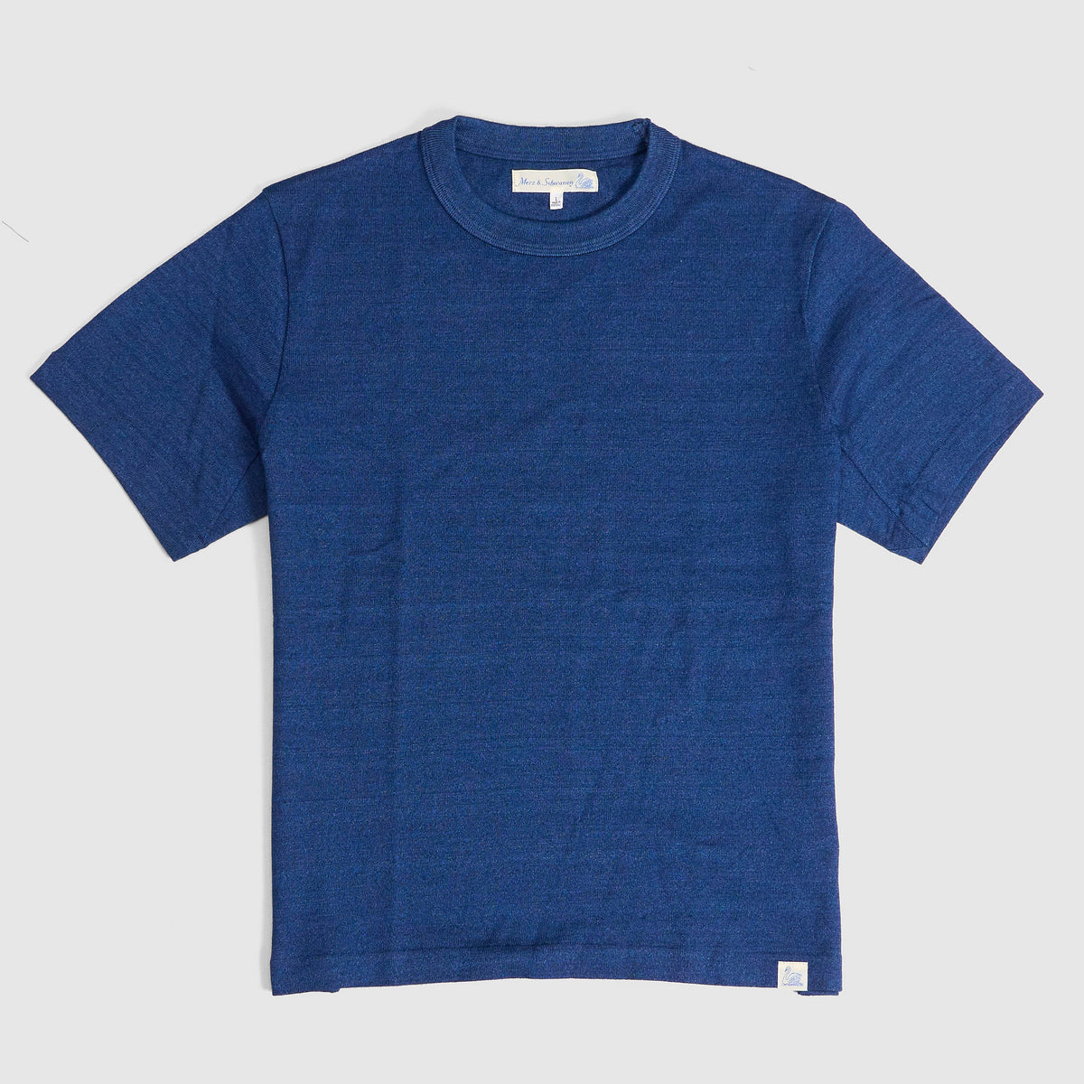 Merz b. Schwanen Ladies Short Sleeves Indigo Dyed Crew Neck T-Shirt