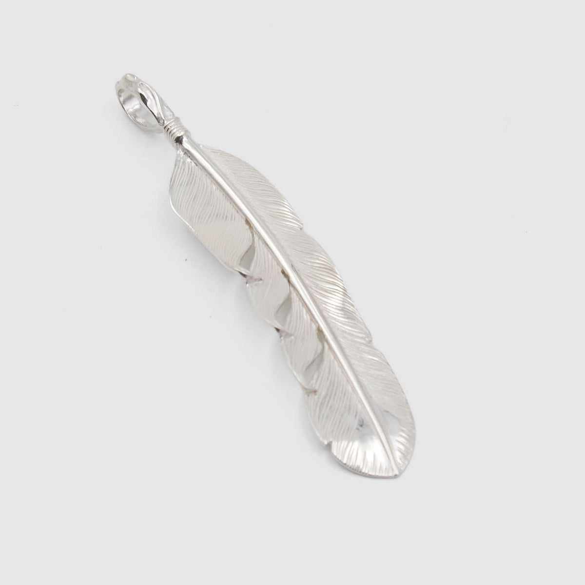 The Flat Head Large Feather Sterling Pendant