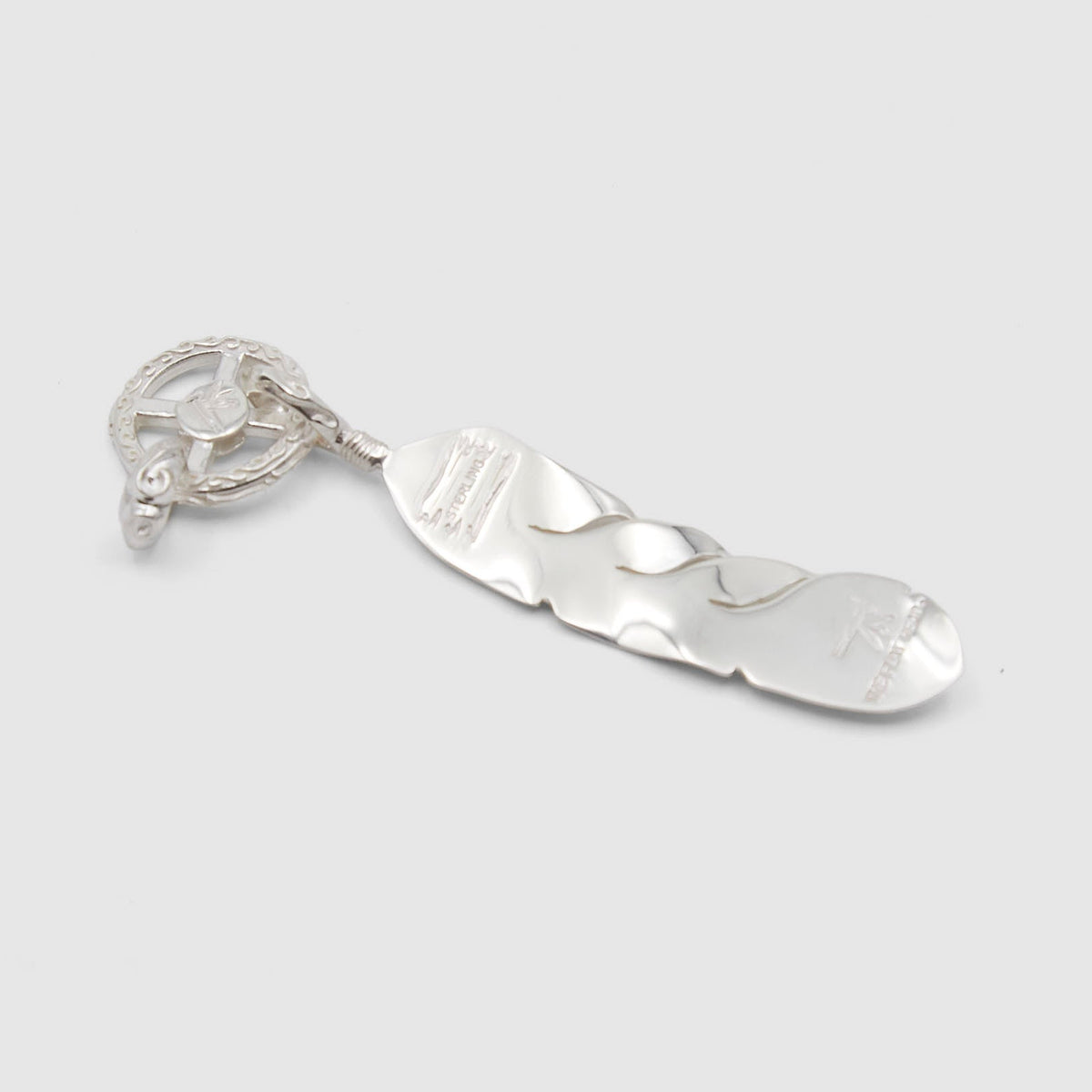 The Flat Head Large Wheel & Feather Sterling Pendant