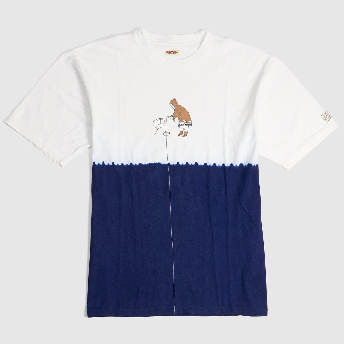 Kapital Hand Dyed Ice Fishing Crew Neck Indigo T-Shirt