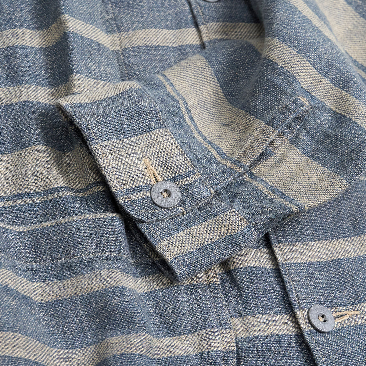 Double RL Indigo Striped Linen Overshirt Jacket