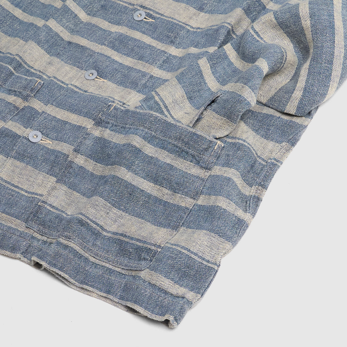 Double RL Indigo Striped Linen Overshirt Jacket