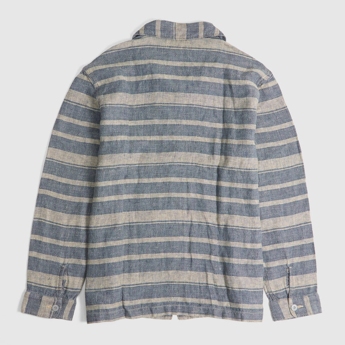 Double RL Indigo Striped Linen Overshirt Jacket