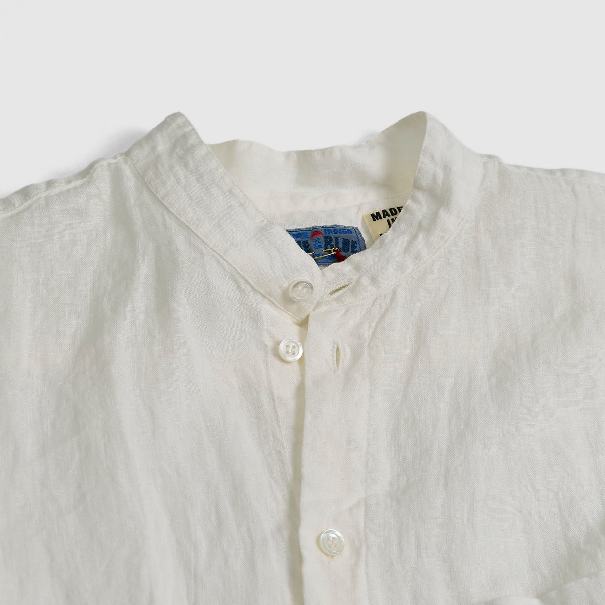 Blue Blue Japan Stand Up Collar Linen Shirt
