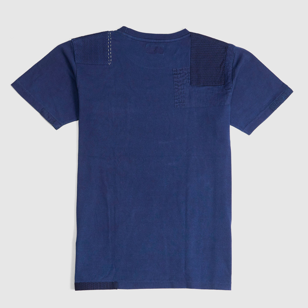 Blue Blue Japan Patchwork Nenrin Indigo Crew Neck T-Shirt