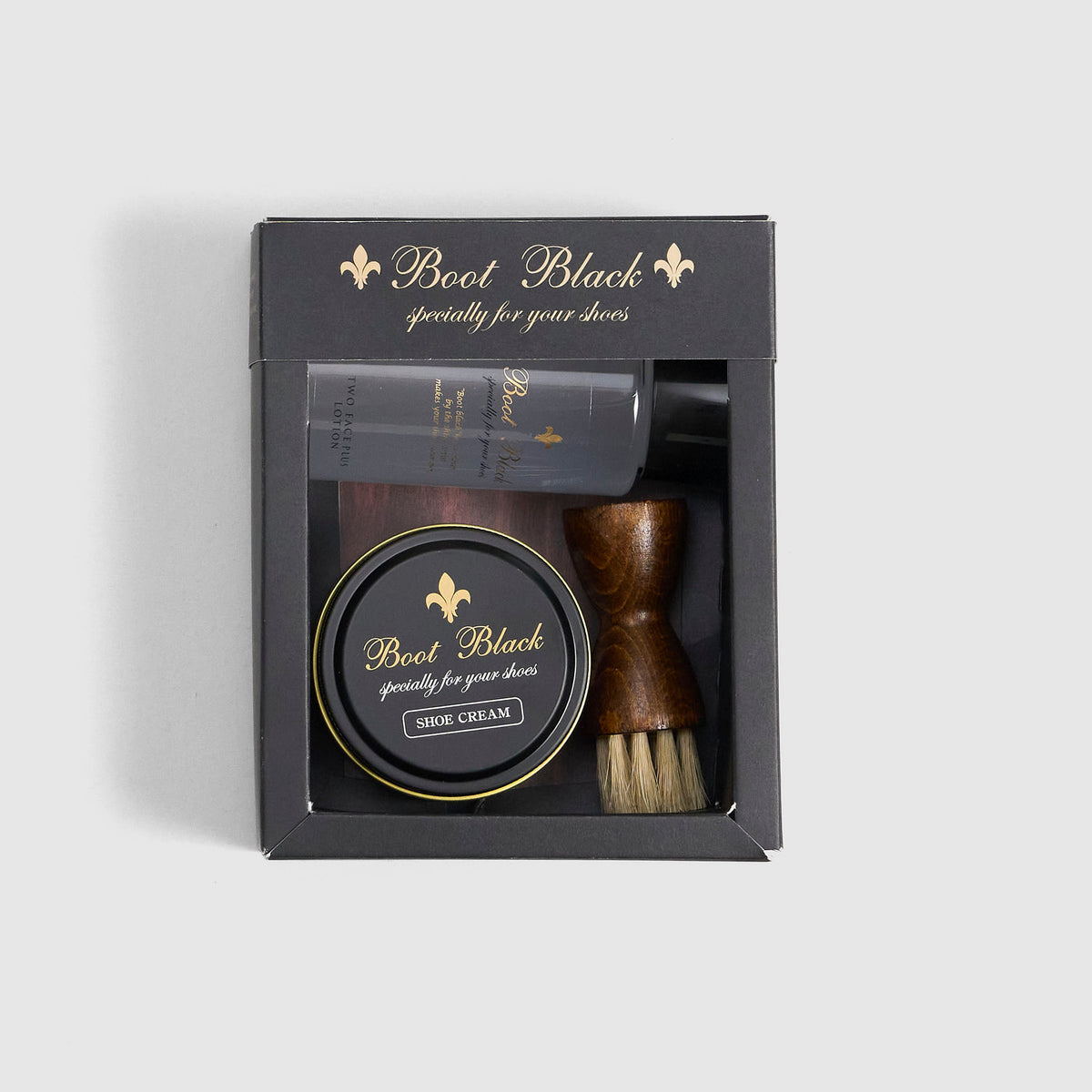 Boot Black Japan Smooth Black Leather Care Set