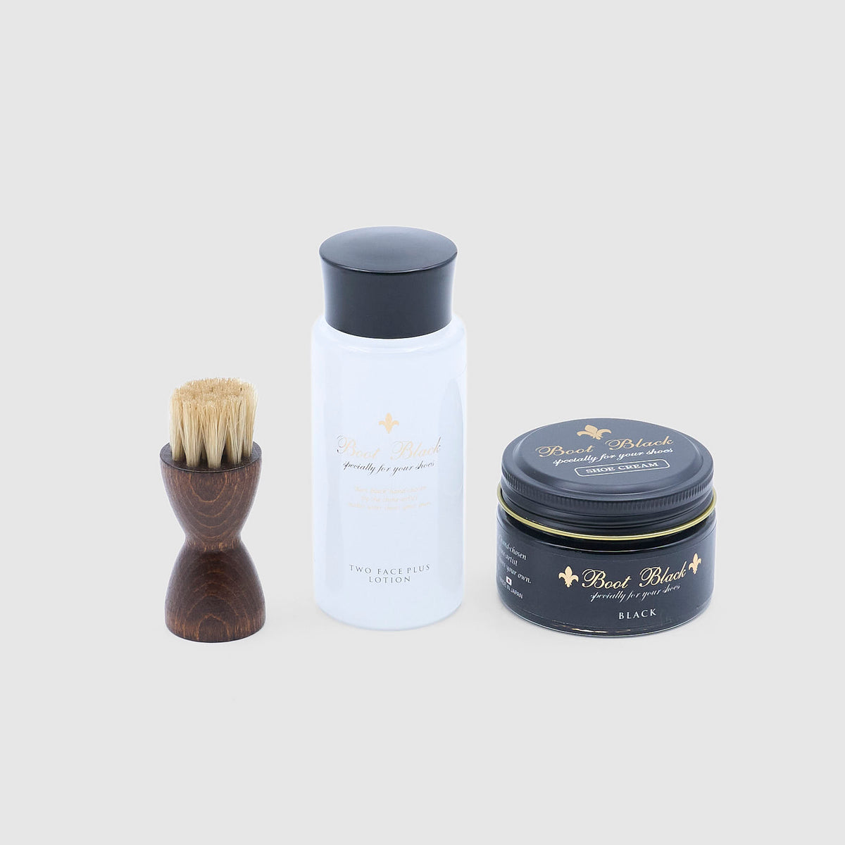 Boot Black Japan Smooth Black Leather Care Set