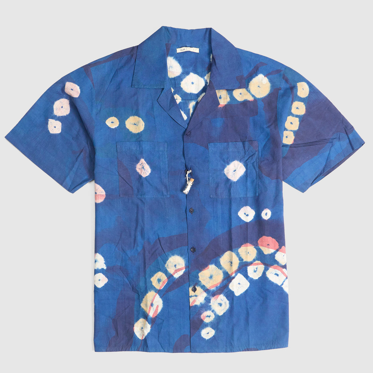 11.11 / eleven eleven Camp Collar Indigo Bandhani Silk Shirt