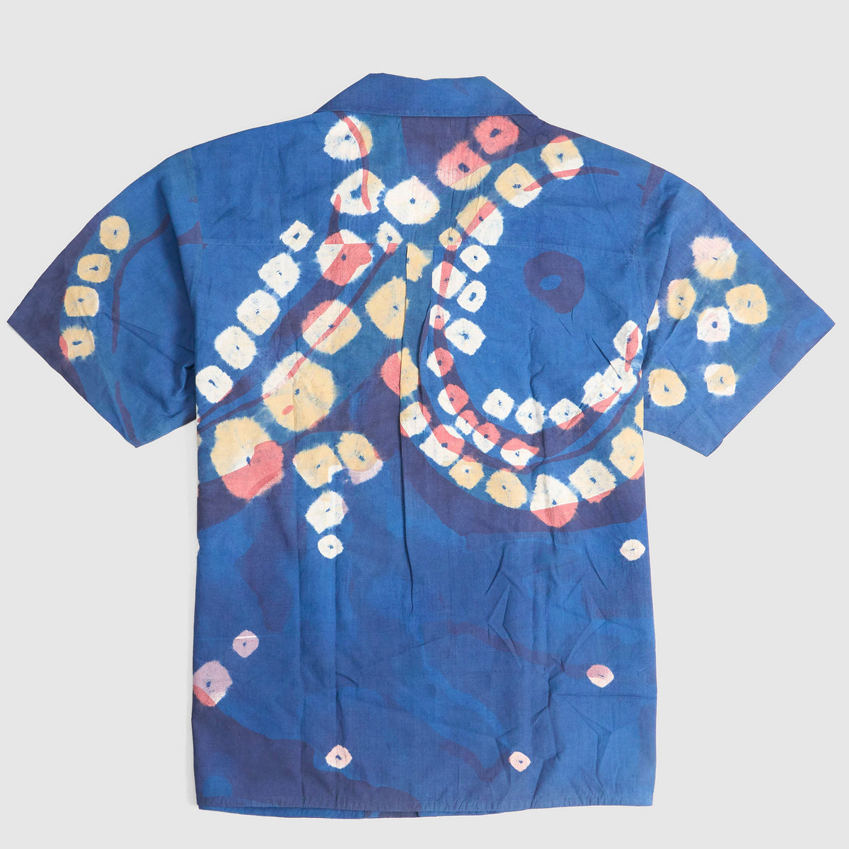 11.11 / eleven eleven Camp Collar Indigo Bandhani Silk Shirt