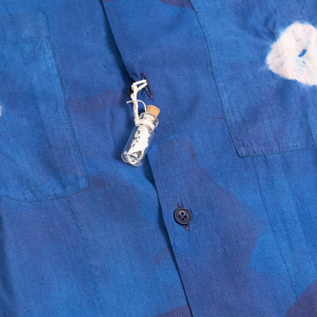 11.11 / eleven eleven Camp Collar Indigo Bandhani Silk Shirt