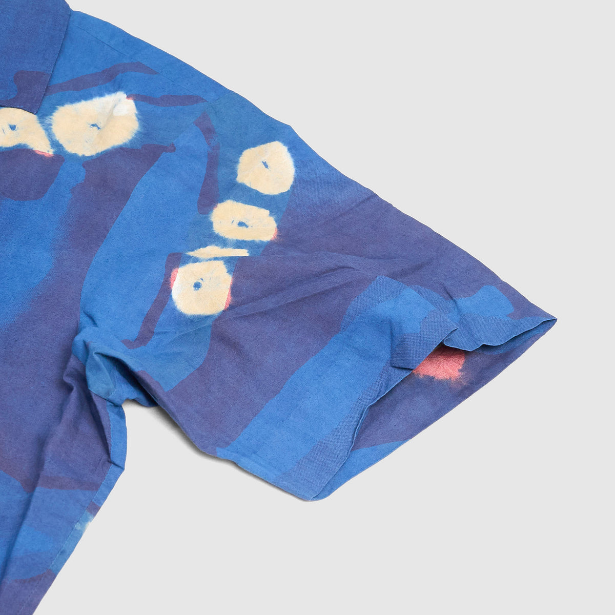 11.11 / eleven eleven Camp Collar Indigo Bandhani Silk Shirt