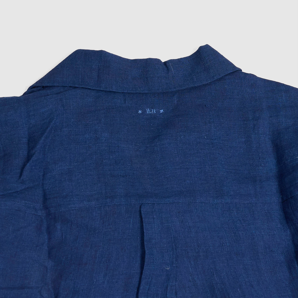 11.11 / eleven eleven Camp Collar Indigo Linen Shirt