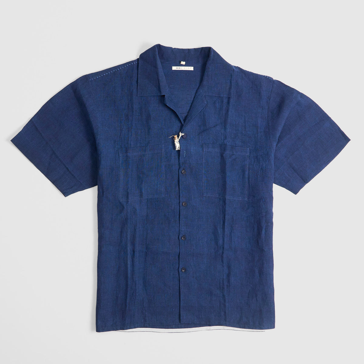 11.11 / eleven eleven Camp Collar Indigo Linen Shirt