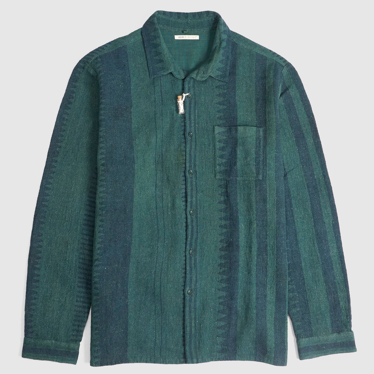 11.11 / eleven eleven Handwoven Green Lovers Pattern Long Sleeve Shirt