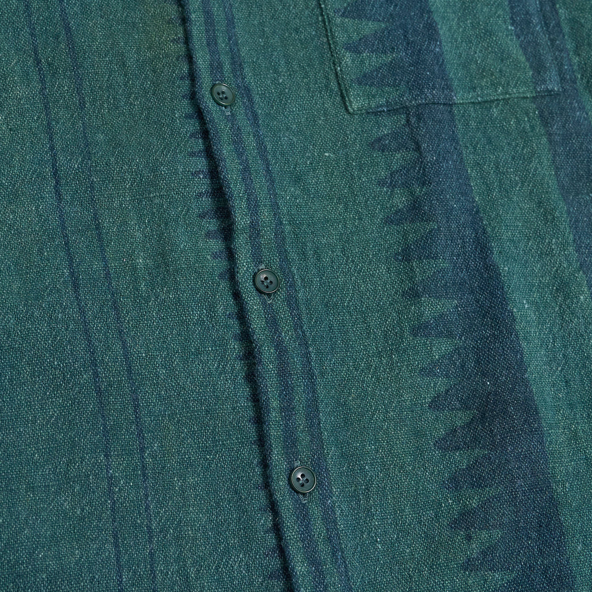 11.11 / eleven eleven Handwoven Green Lovers Pattern Long Sleeve Shirt