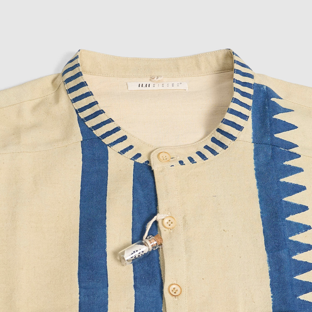 11.11 / eleven eleven Quarter Button Natural Dyed Shirt