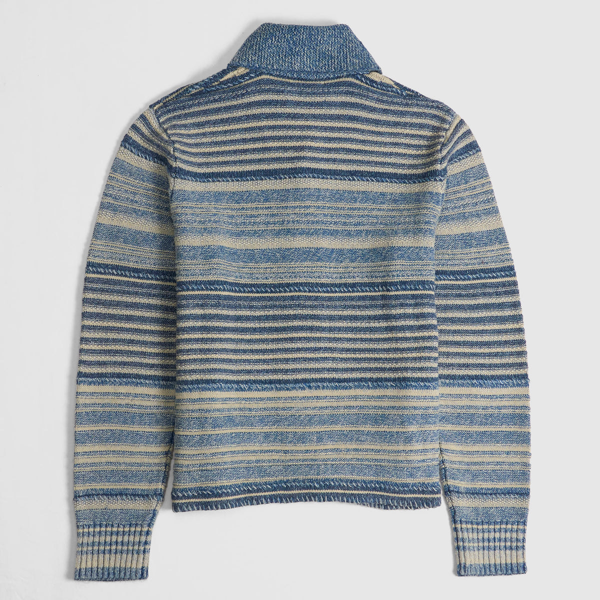 Double RL Cotton-Linen Striped Indigo DyedCardigan