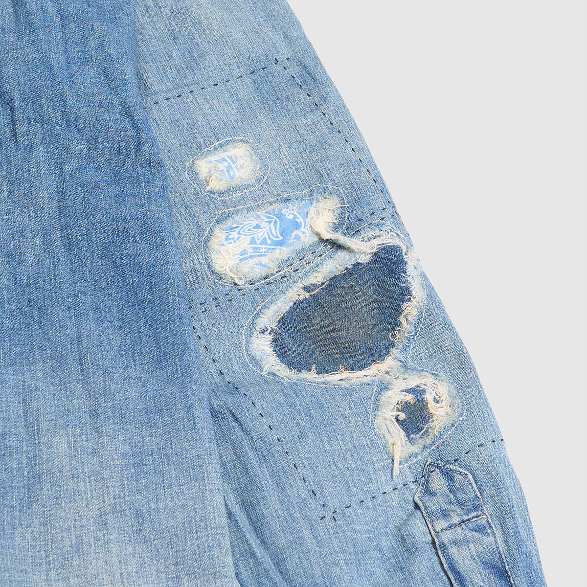 Double RL Distressed Western Denim Shirt