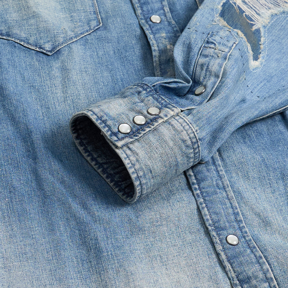 Double RL Distressed Western Denim Shirt
