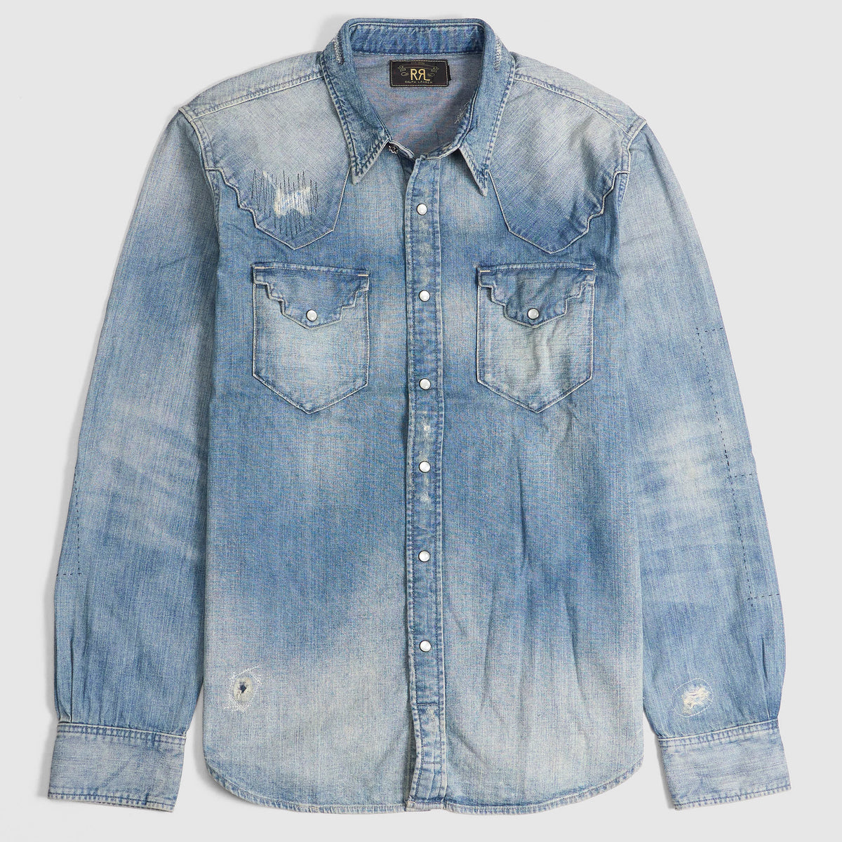 Double RL Distressed Western Denim Shirt