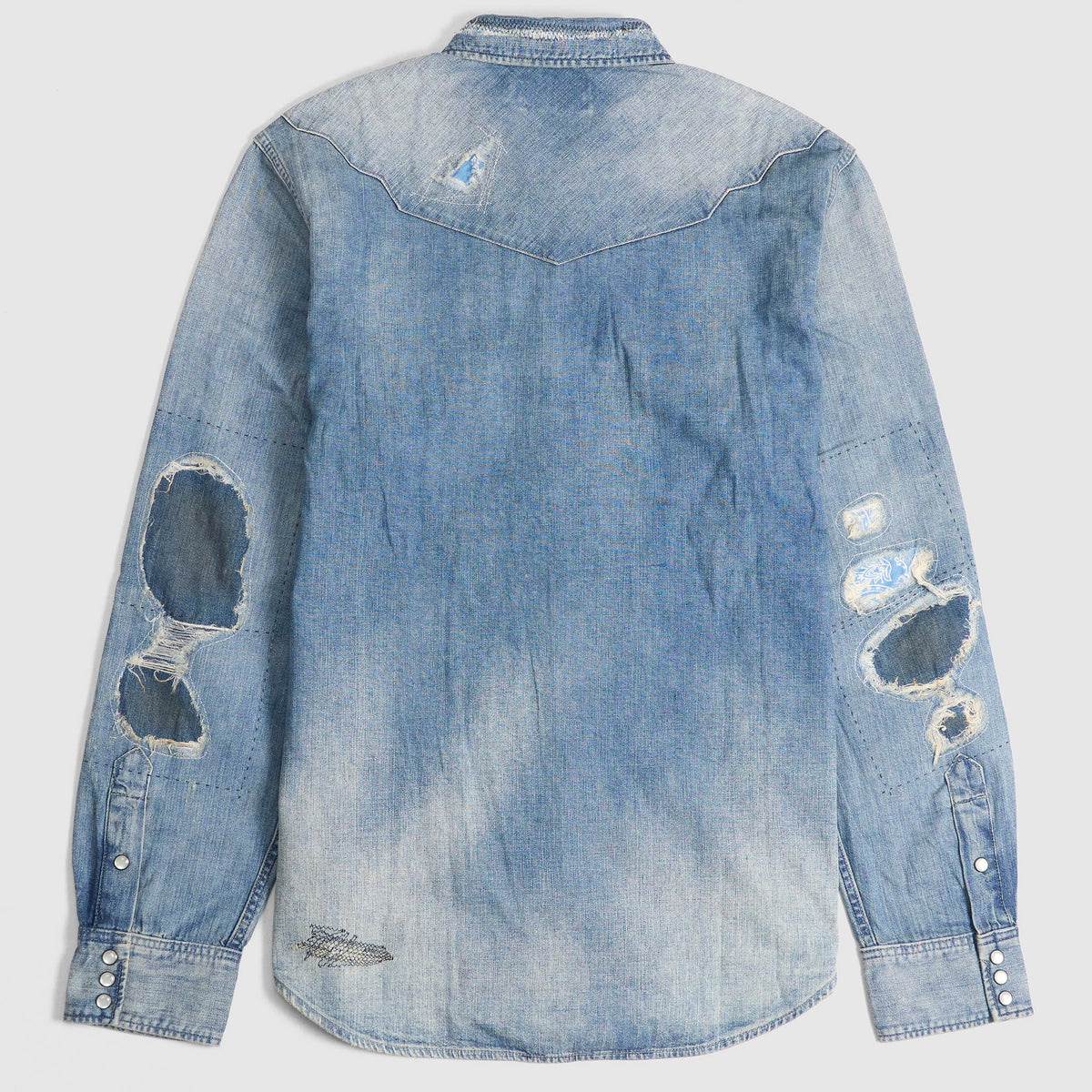 Double RL Distressed Western Denim Shirt