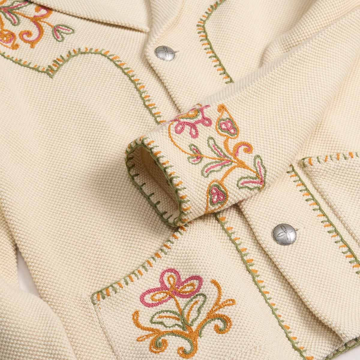 Double RL Ladies Hand Embroidered Flowers Cardigan
