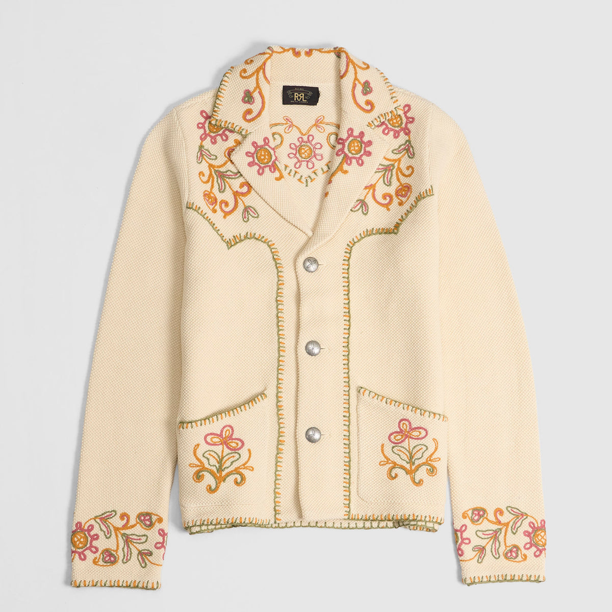 Double RL Ladies Hand Embroidered Flowers Cardigan