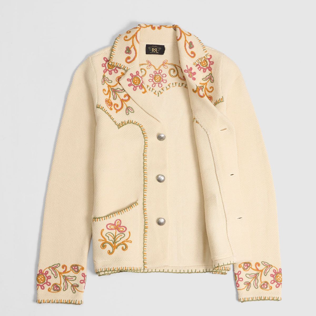 Double RL Ladies Hand Embroidered Flowers Cardigan
