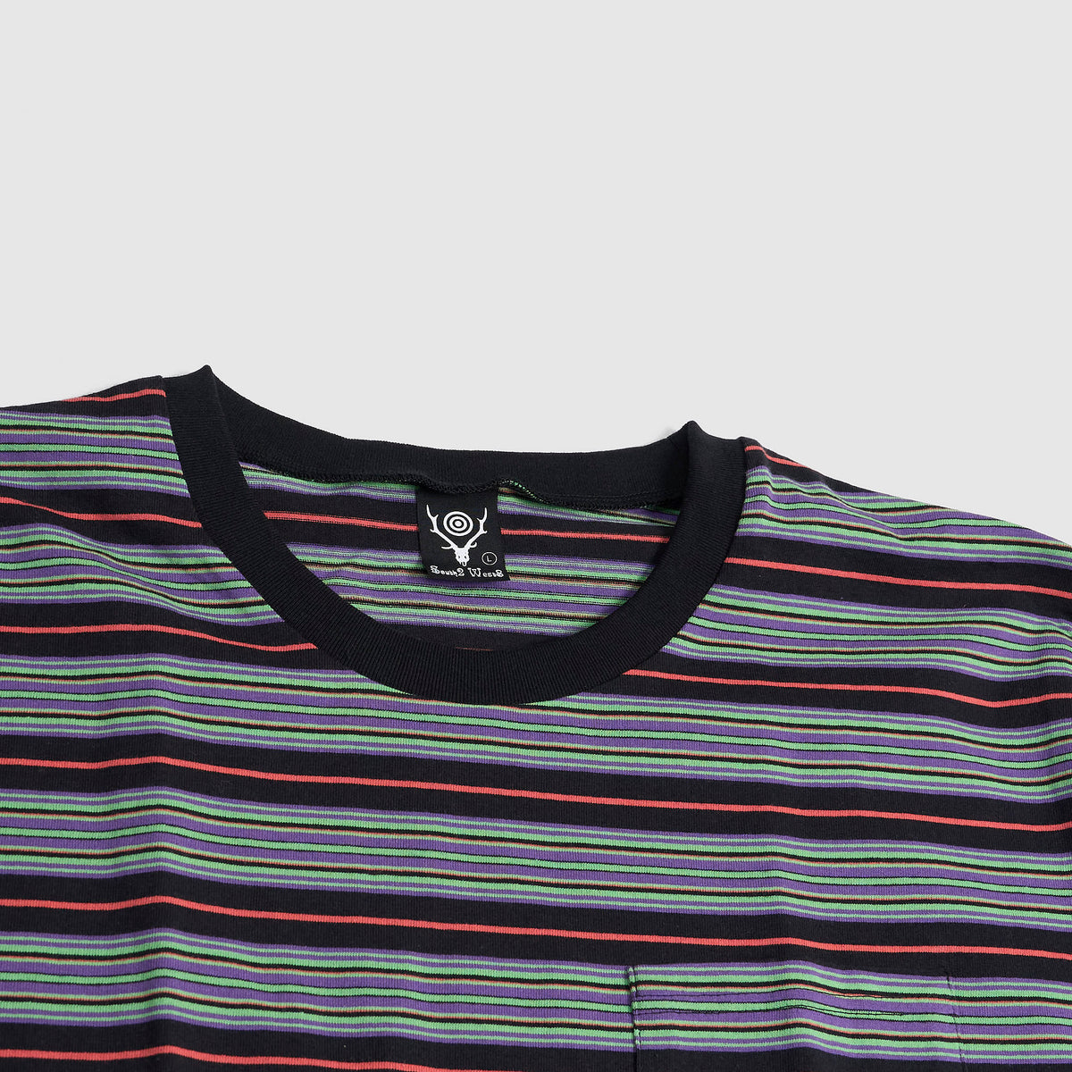 South2 West8 Crew Neck Striped Pocket T-Shirt