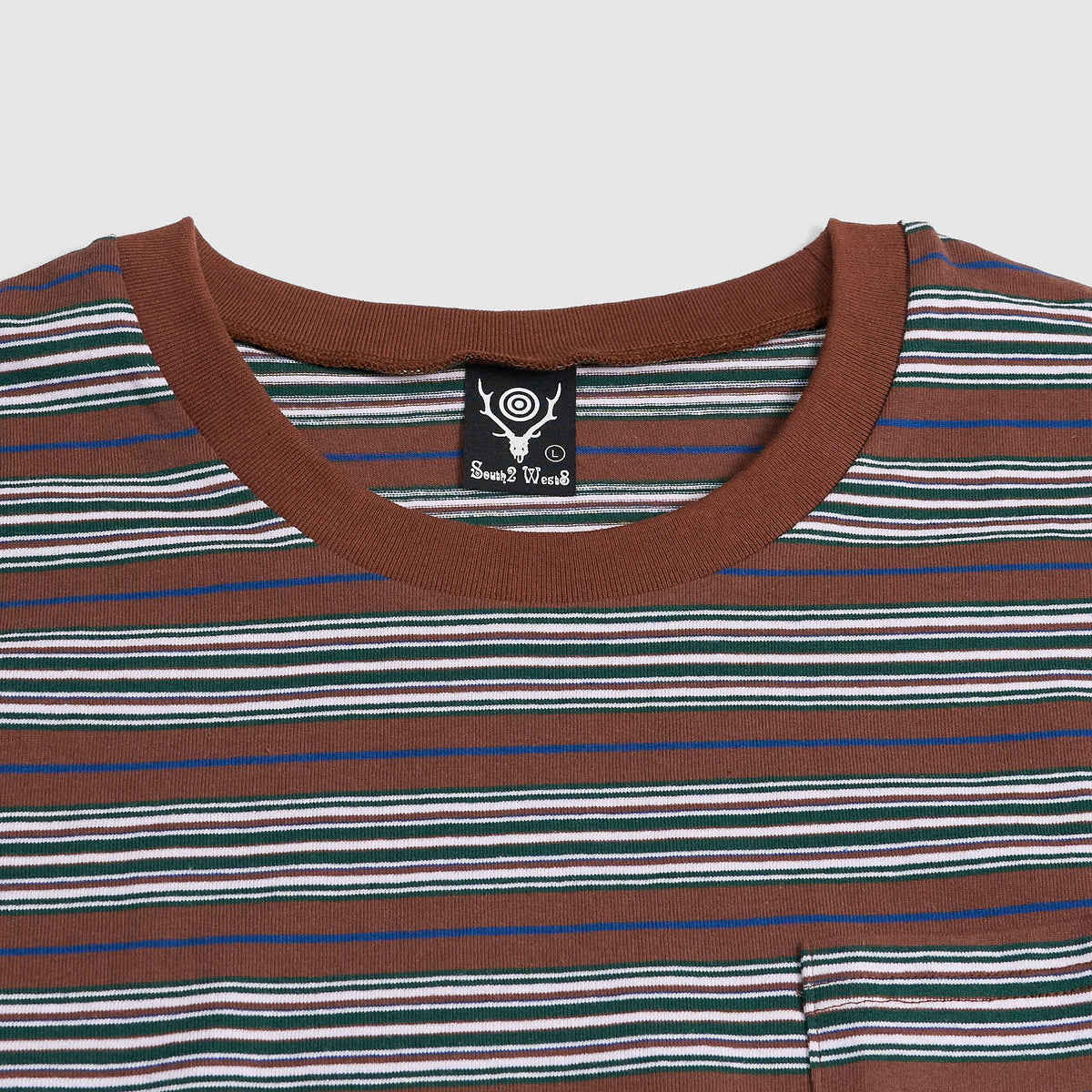 South2 West8 Crew Neck Striped Pocket T-Shirt