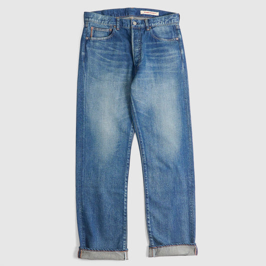 Cottle C.T.L. Washed Cotton-Linen Bengara Straight Denim Jeans
