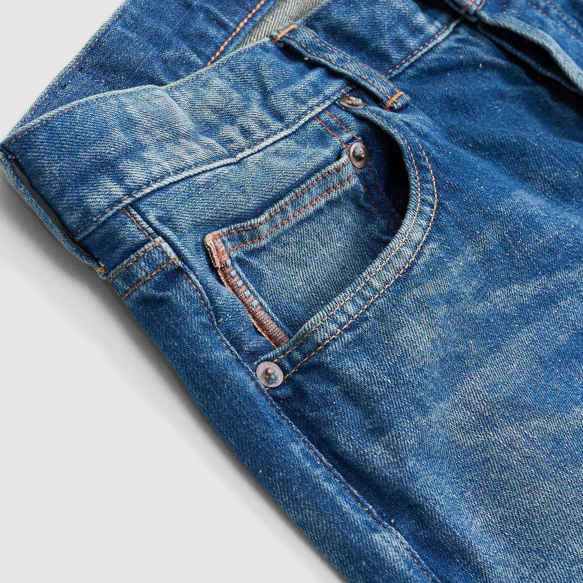 Cottle C.T.L. Washed Cotton-Linen Bengara Straight Denim Jeans