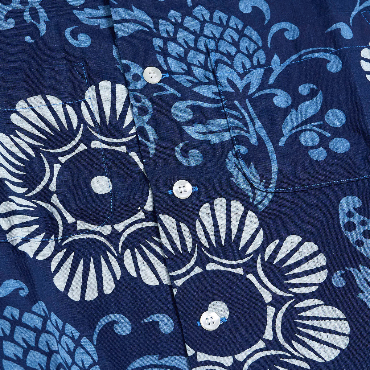 Siun Surf Hawaiian Pareo Pattern Cotton Shirt