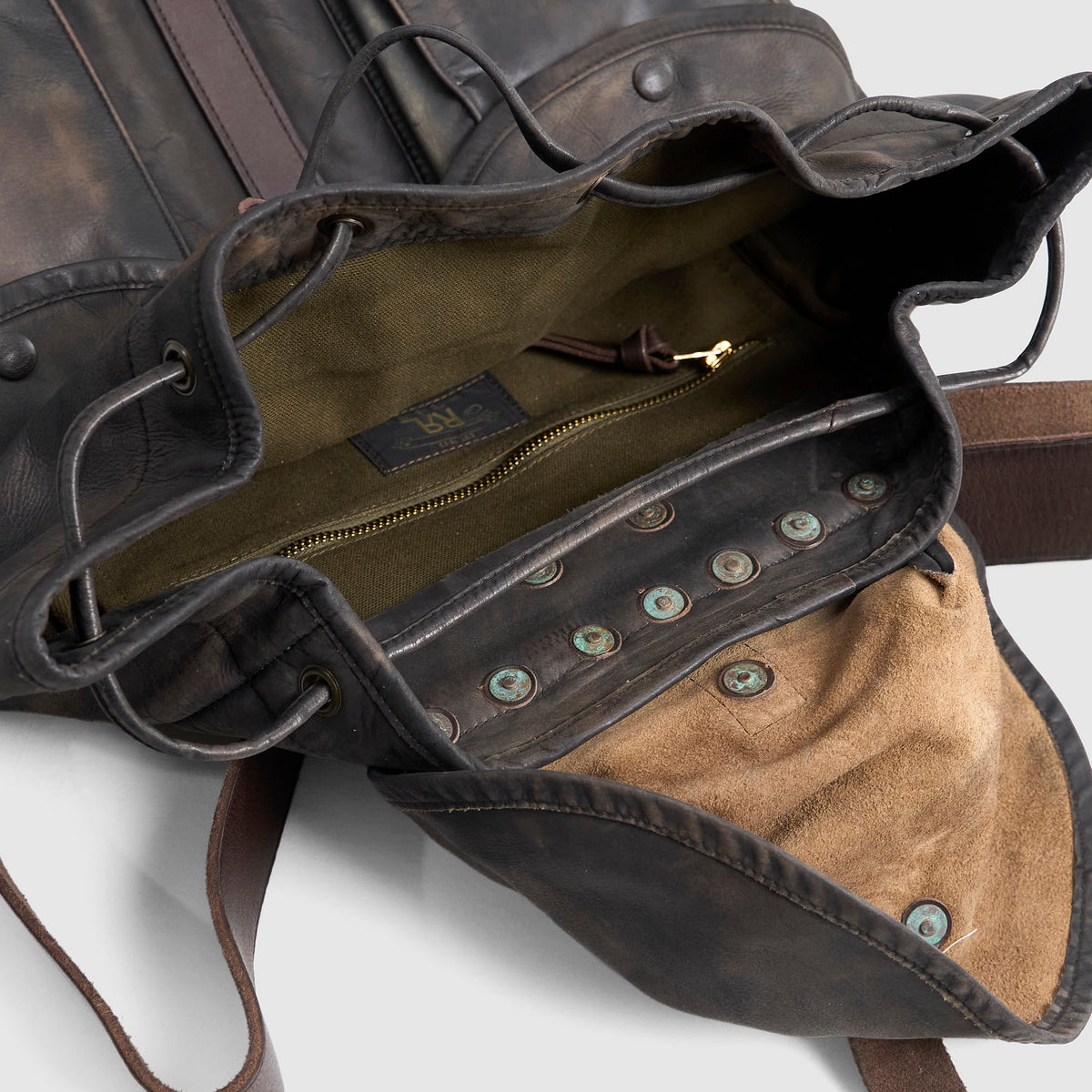 Double RL Distressed Leather Backpack