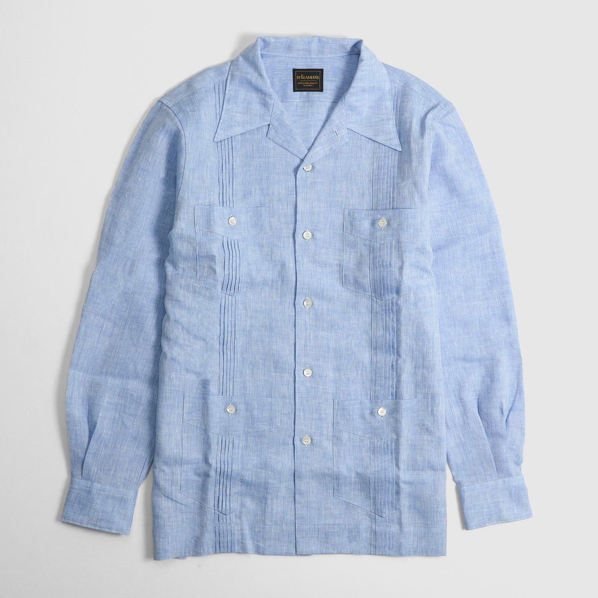 Old Crow Speed Shop by Glad Hand & Co. Guayabera Long Sleeve Linen Overshirt