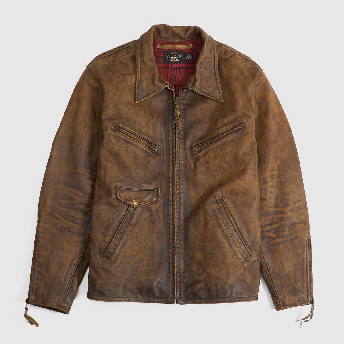 Double RL Timeworn Leather Moto Jacket