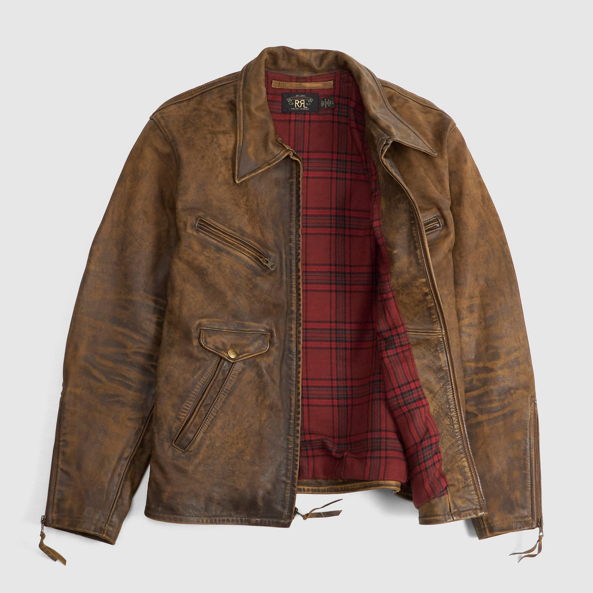 Double RL Timeworn Leather Moto Jacket